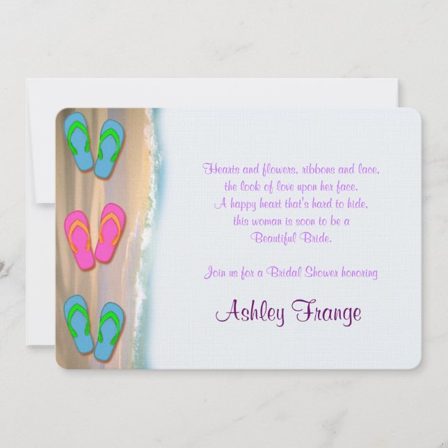 Flip Flop Beach Bridal Shower Invitation (Front)