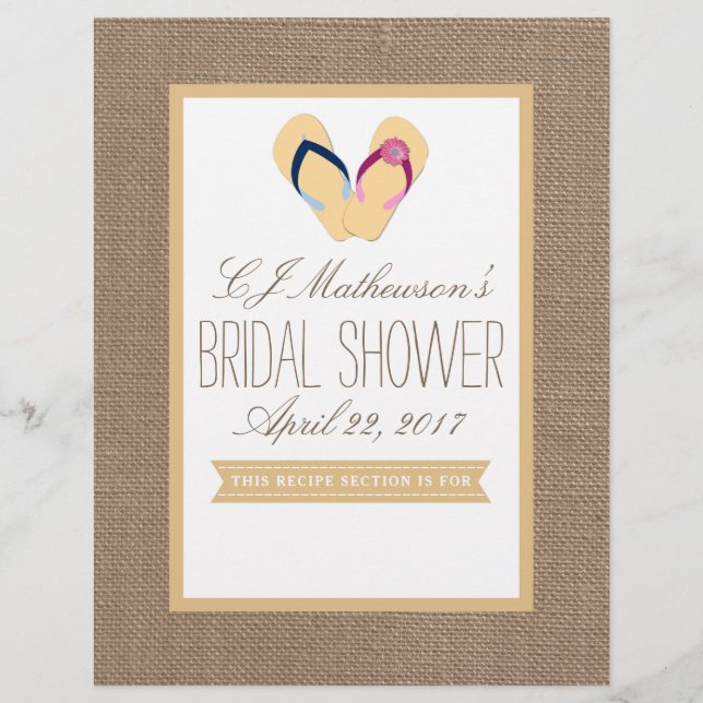 Flip-Flop Beach Bridal Shower Recipe Divider (Front)