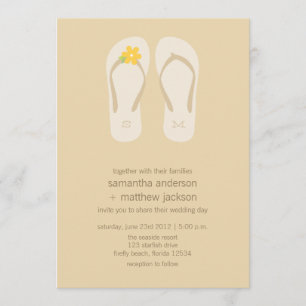 Flip Flop Beach Wedding Invitations -Yellow Flower