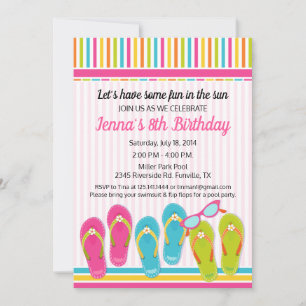 Flip Flop Birthday Party Invitation Pool Party