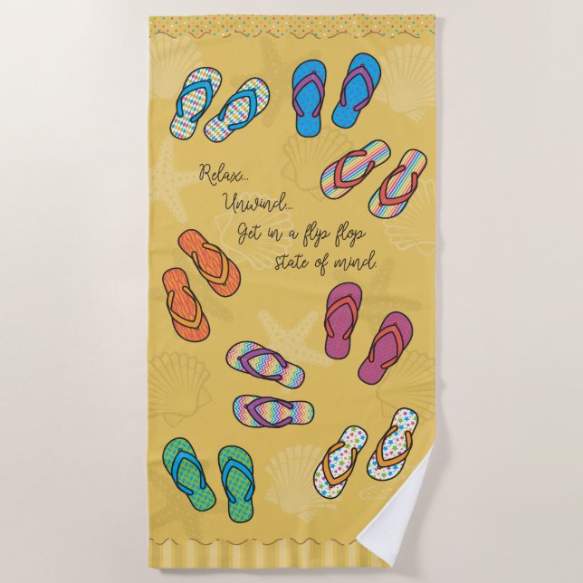 Flip Flop Bright Beach Towel (Front)