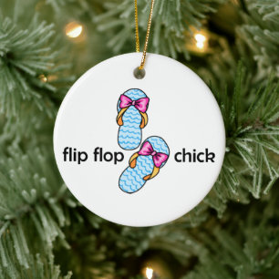 Flip Flop Chick Ceramic Tree Decoration