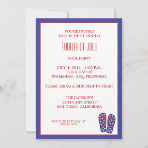 Flip Flop Fourth of July Invitation