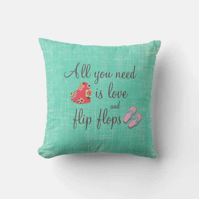 Flip Flop Love Quote Cushion (Front)