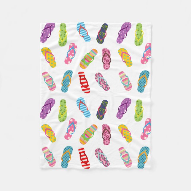 Flip Flop Pattern | Any background colour Fleece Blanket (Front)