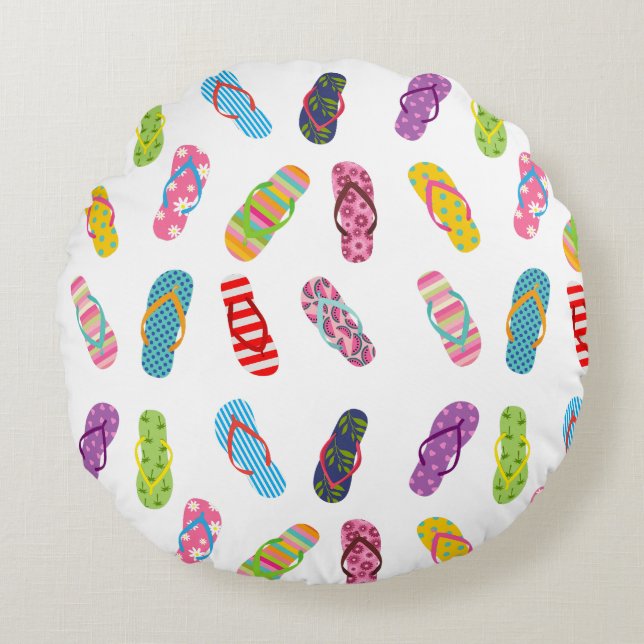 Flip Flop Pattern | Any background colour Round Cushion (Front)