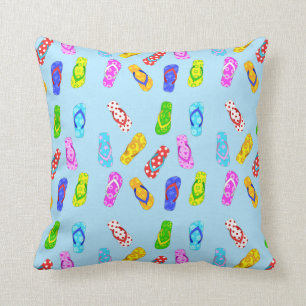 Flip Flop Pattern Blue Throw Pillow