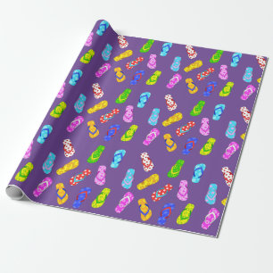 Flip Flop Pattern Purple Wrapping Paper