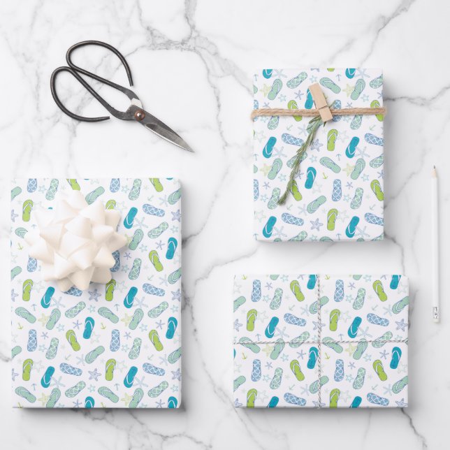 Flip Flop Pattern Wrapping Paper Sheet (Front)