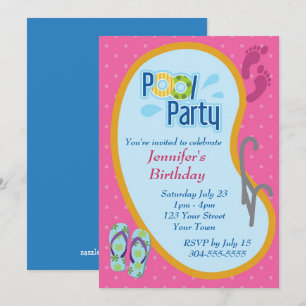 Flip Flop Pool Party Birthday Invitation