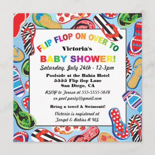 Flip Flop Sandal Baby Shower Invitations