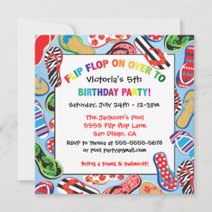 Flip Flop Sandal Birthday Party Invitations