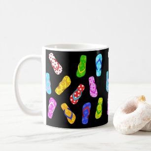 Flip Flop Sandals Pattern Black Coffee Mug