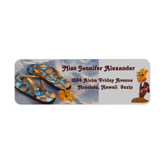 Flip Flop Sandals Tropical Beach Return Address Label