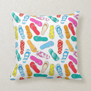 Flip Flop Summer Beach Coastal Throw Pillow