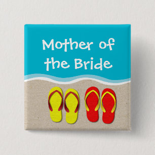 Flip Flop Wedding on the Beach Bridal Party Button