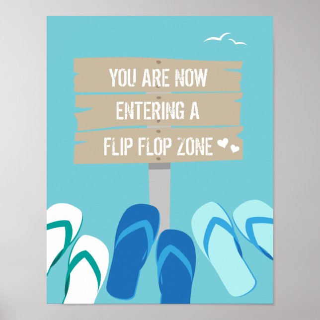 Flip Flop Zone Beach Wedding Reception Sign (Front)