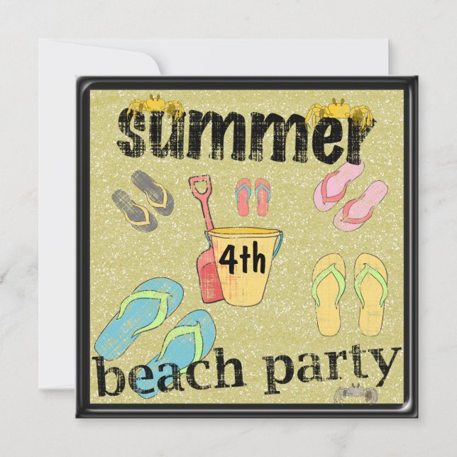 Flip Flops 4th Birthday Summer Beach Party Invitation (Front)