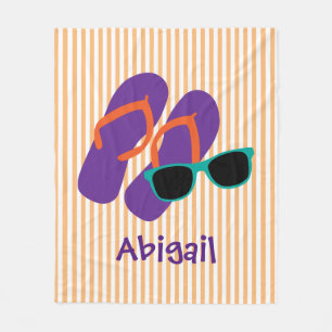 Flip Flops and Sunglasses, Personalised Fleece Blanket