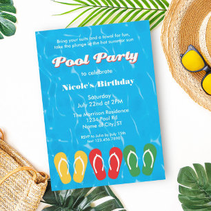Flip Flops and Water Pool Party Invitation
