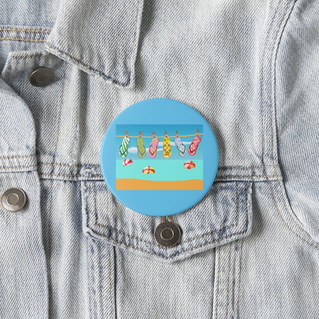 Flip Flops At The Beach 7.5 Cm Round Badge (Creator Uploaded)