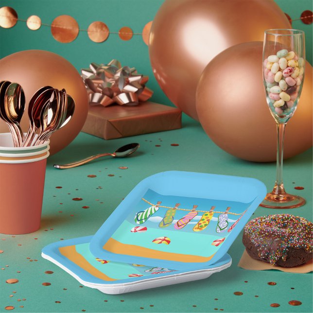 Flip Flops At The Beach Paper Plate (Creator Uploaded)