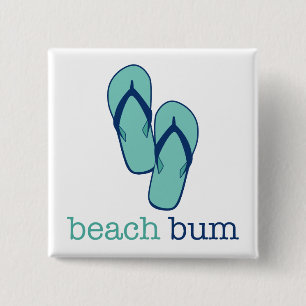 Flip Flops Beach Bum 15 Cm Square Badge