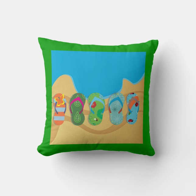 Flip Flops Beach Pillow (Front)