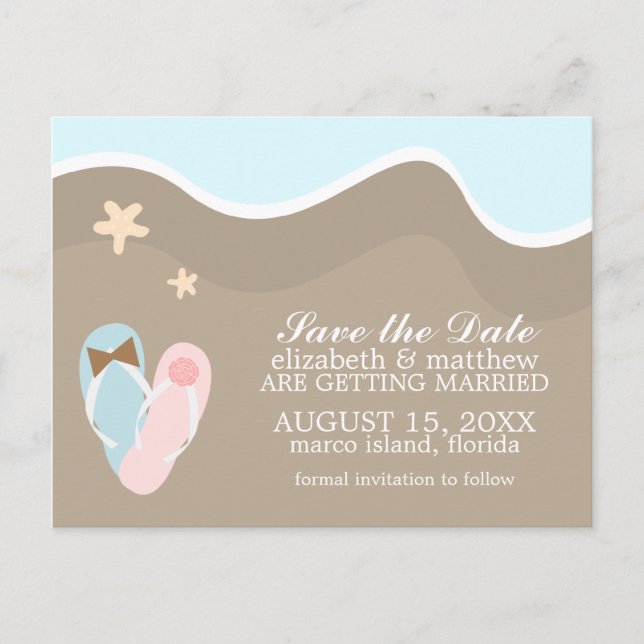 Flip Flops Beach Wedding Announcements (Front)
