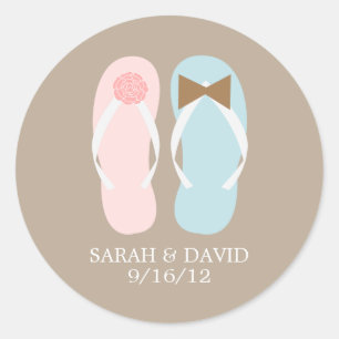 Flip Flops Beach Wedding Classic Round Sticker