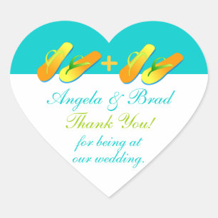 Flip Flops Beach Wedding Favour Stickers Thank You