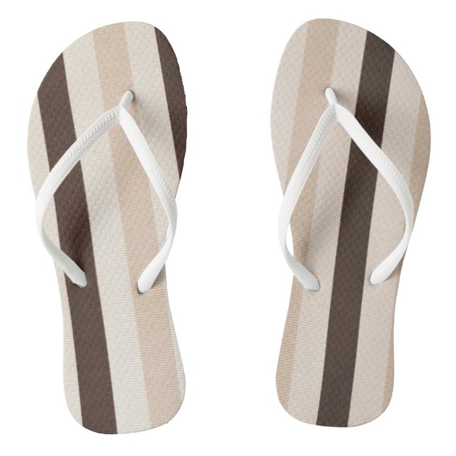 Flip Flops Beige Brown White Stripe (Footbed)