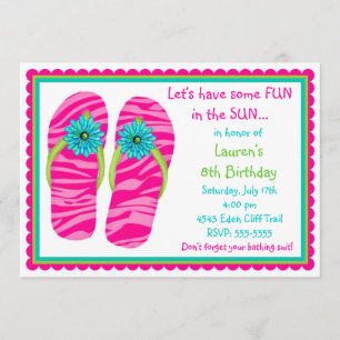 Flip Flops Birthday  Invitations