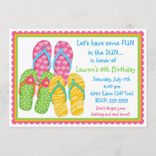Flip Flops Birthday  Invitations