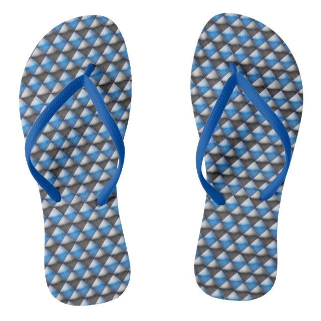 Flip Flops - Blue and Black Diamond Shapes (Footbed)