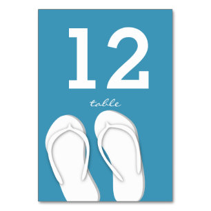 Flip Flops Blue Table Number Card