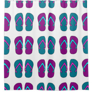 Flip Flops: Bright White Vintage. Shower Curtain