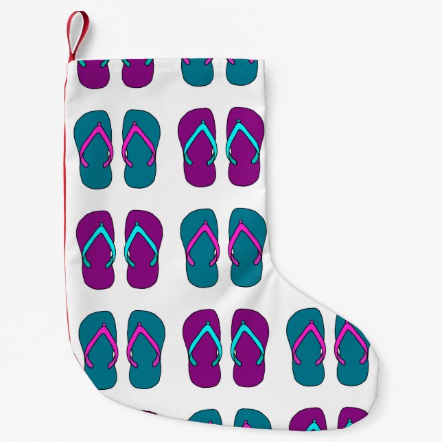 Flip Flops: Bright White Vintage. Small Christmas Stocking (Front)