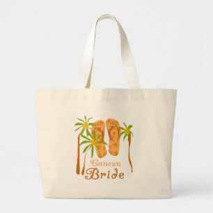 Flip Flops Cancun Bride Large Tote Bag