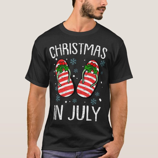 Flip Flops Christmas In July Xmas Beach Vacation  T-Shirt (Front)