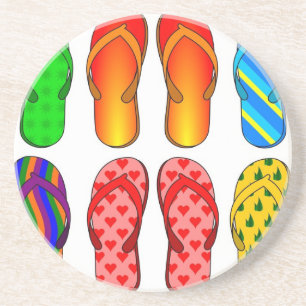 Flip Flops Colourful Fun Beach Theme Summer Gifts Coaster
