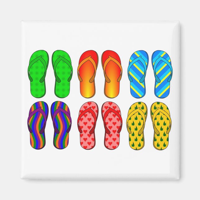 Flip Flops Colourful Fun Beach Theme Summer Gifts Magnet (Front)