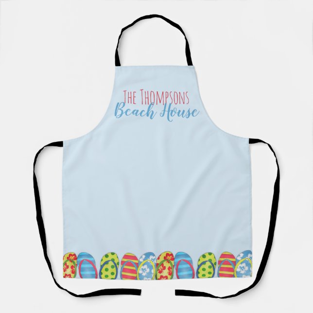 Flip Flops Colourful Personalised Beach House Apron (Front)
