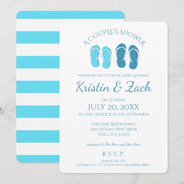 Flip Flops Couple's Shower Invitation (Front/Back)