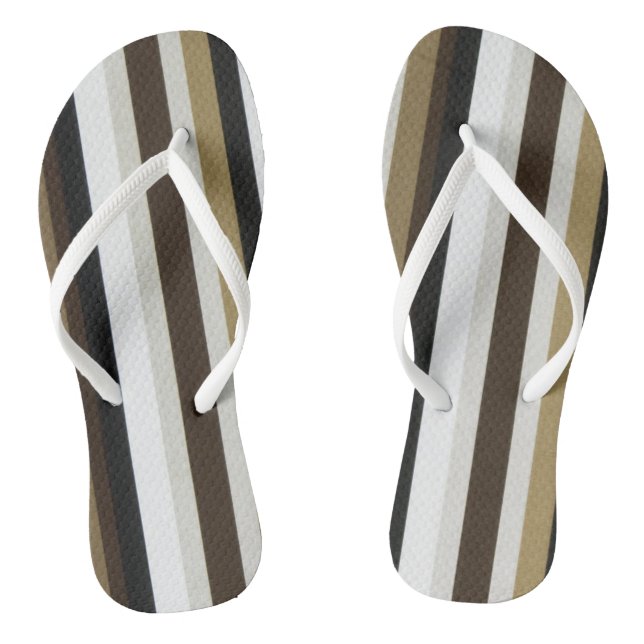 Flip Flops Earth tone Brown Beige Stripe (Footbed)