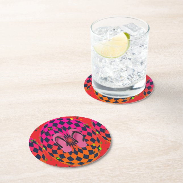 Flip Flops Ellipse  Round Paper Coaster (Insitu)