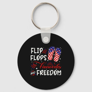 Flip Flops Fireworks And Freedom Shirt 4th Of July Key Ring