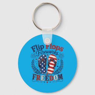 Flip Flops Fireworks Dom Usa Flag Summer 4th Of Key Ring