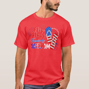 Flip Flops Fireworks Freedom 4 th of July Patrioti T-Shirt