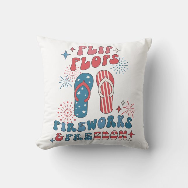 Flip Flops Fireworks Freedom Cushion (Front)